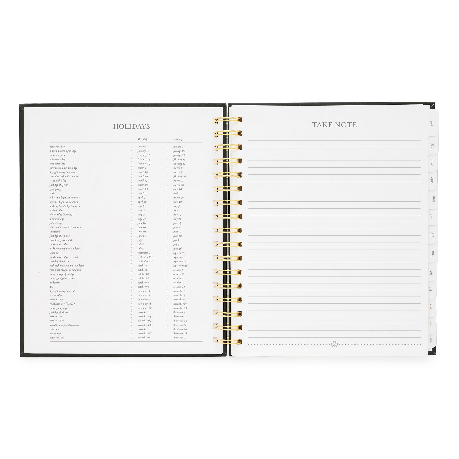 2024 signature spiral planner holidays and note pages