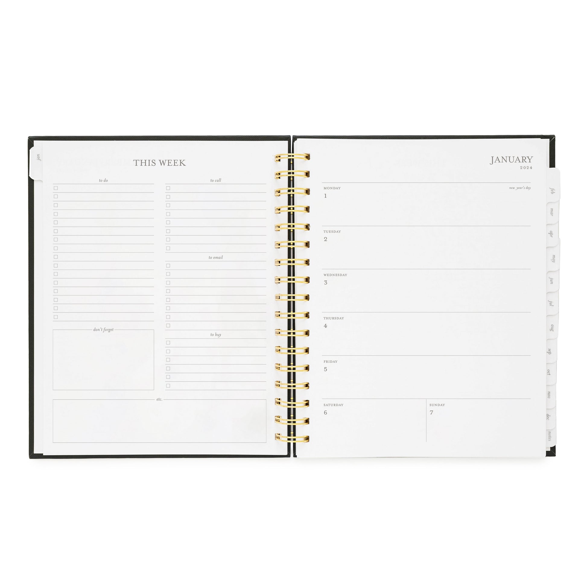 2024 Signature Spiral Planner, Grey Pinstripe | Sugar Paper