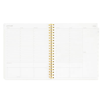 2024 large daily planner interior weekly pages with hourly breakdown