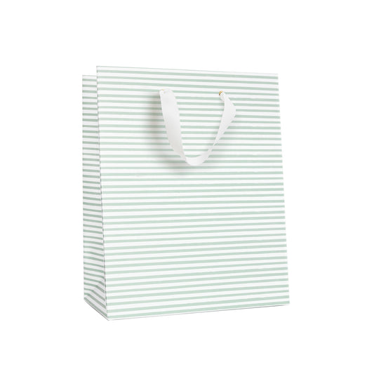 Mint Green and White Painted Stripe Gift Bag