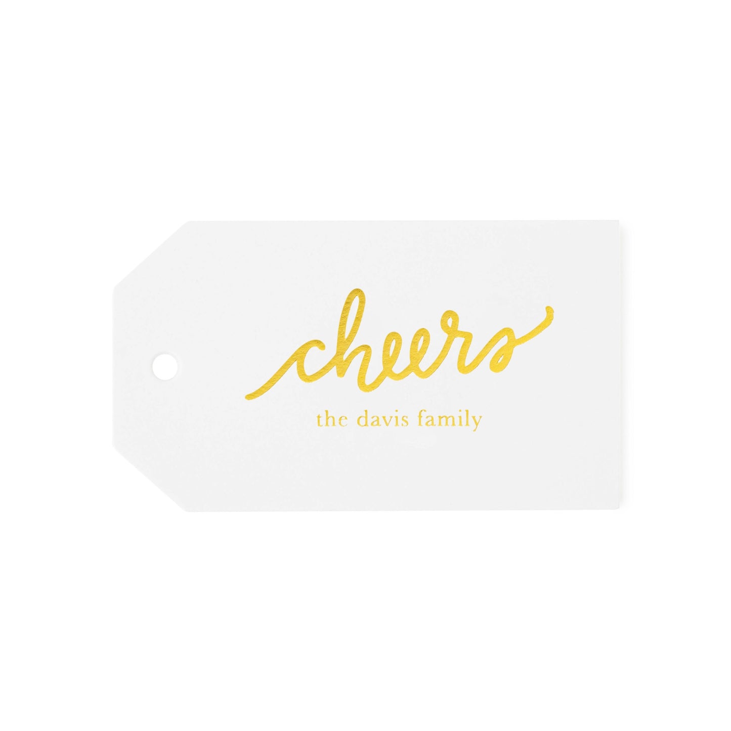 Custom Gift Tag Letterpress Printed in Gold Foil with Family Name