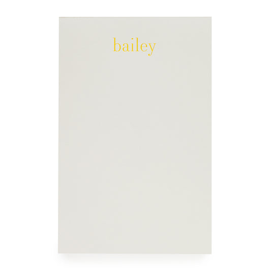 Pale grey with gold foil name custom notepad