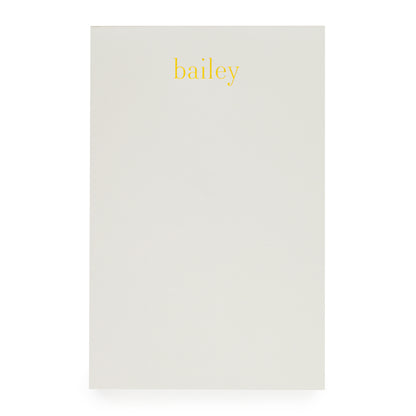 Pale grey with gold foil name custom notepad