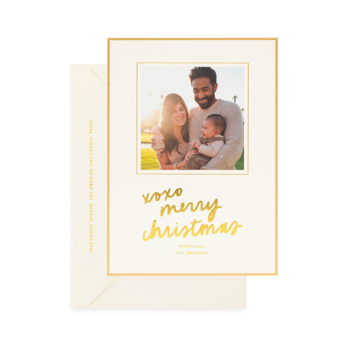 Cream and Gold Custom Holiday Card with Gold Foil