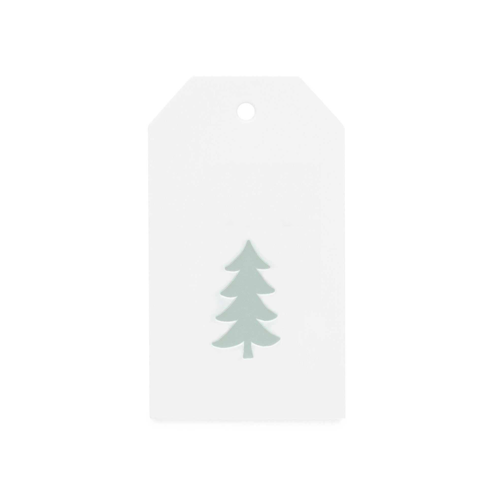 Sage green letterpress printed christmas tree tag