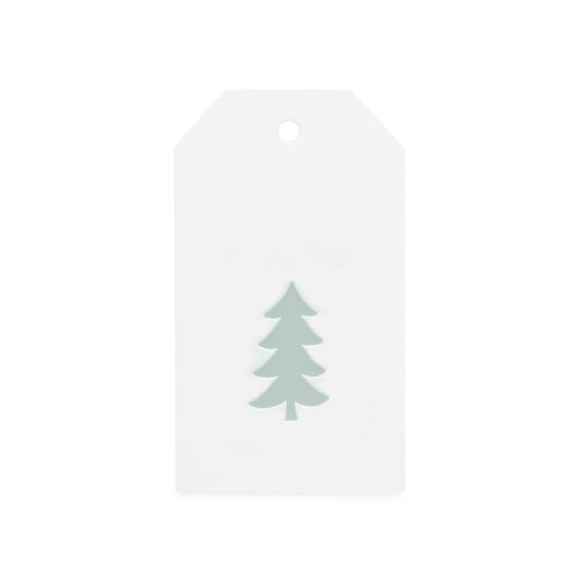 Sage green letterpress printed christmas tree tag