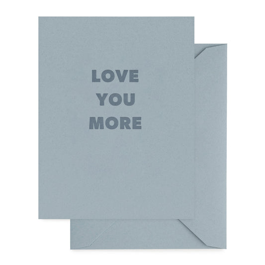 Blue card with 'LOVE YOU MORE' text with blue envelope