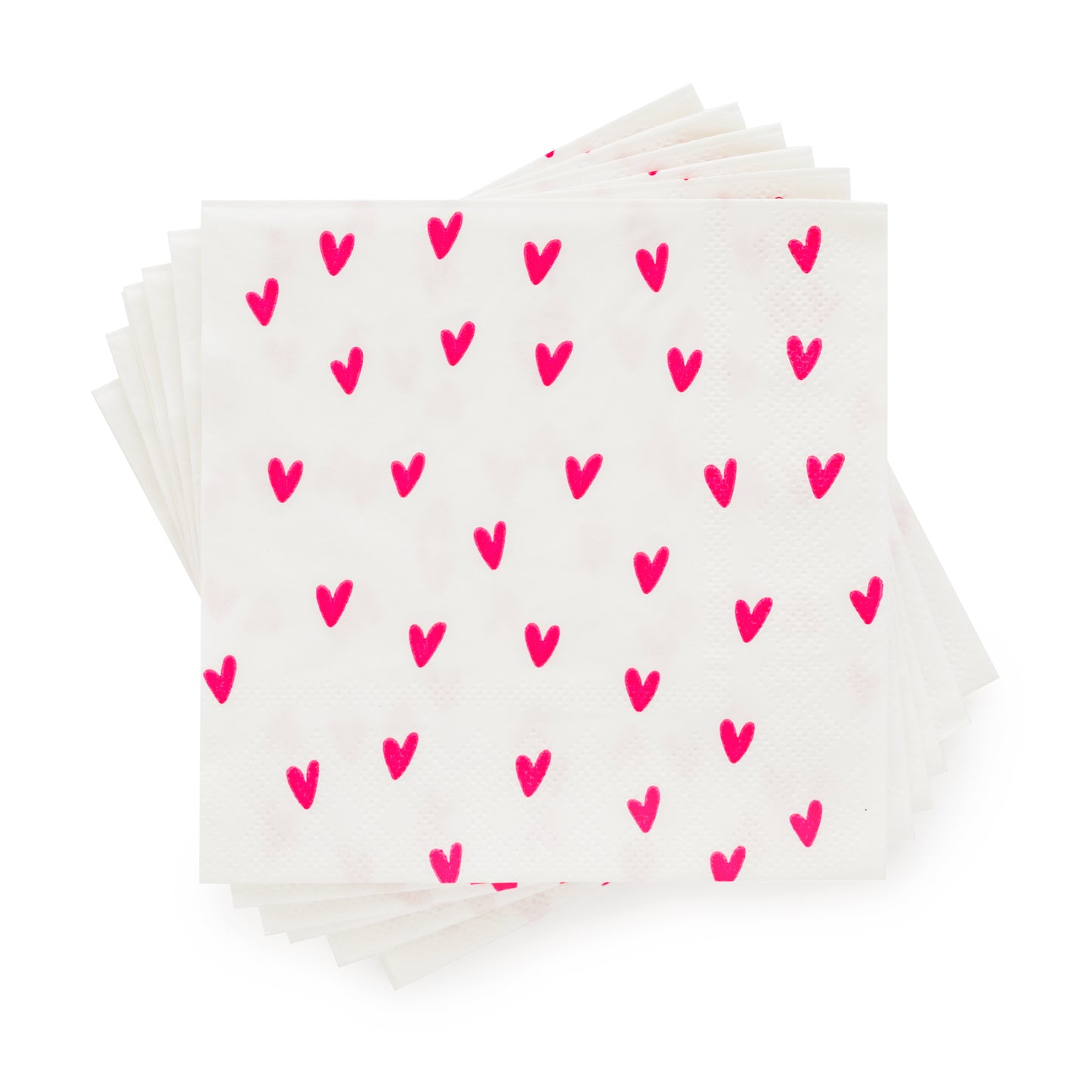 Neon pink heart on white cocktail napkins