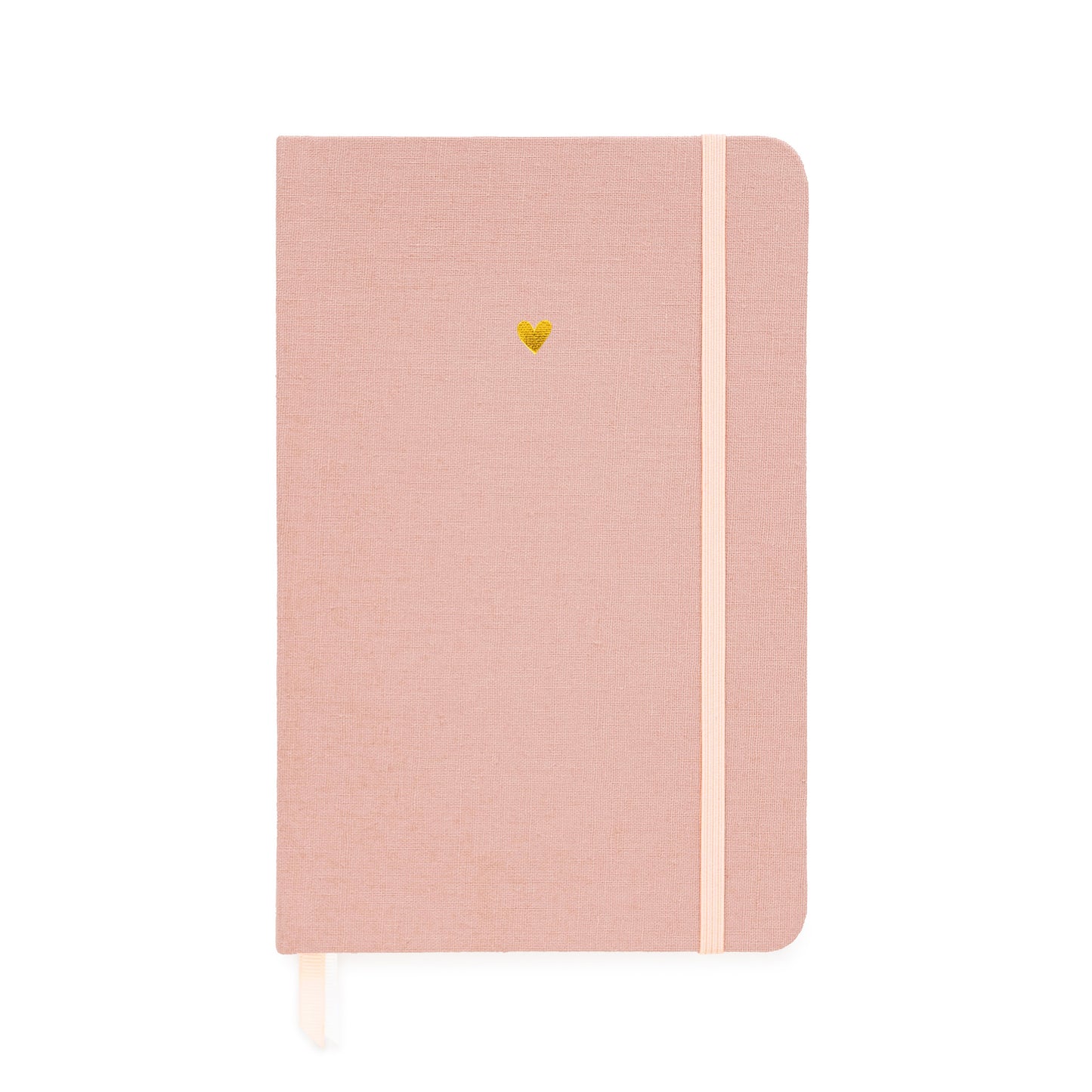 Rose linen journal with foil stamped gold heart