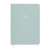 tailored mist green journal with white foil monogram