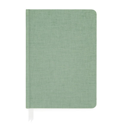 Sage green fabric journal with ribbon markers