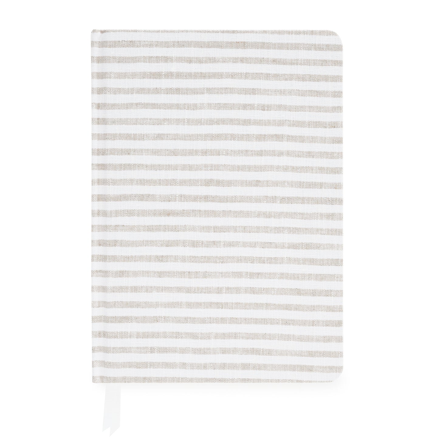 Flax and white striped journal with white ribbon markers
