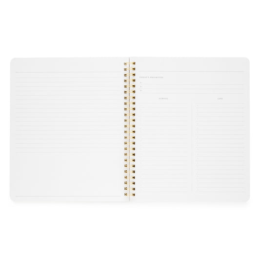 Interior of school life notebook with today's priorities, school, and life lists