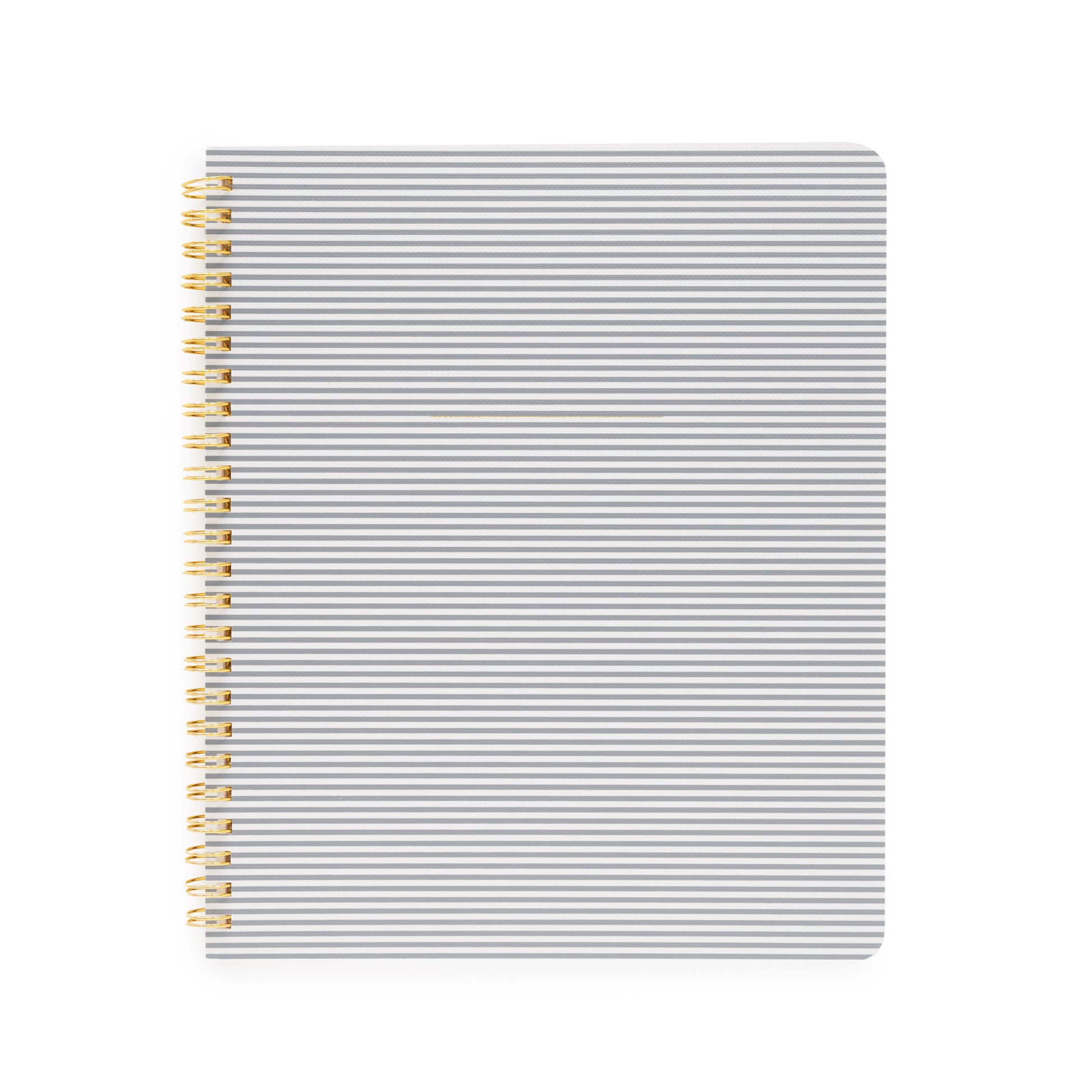 Blue and white stripe notebook with gold coil
