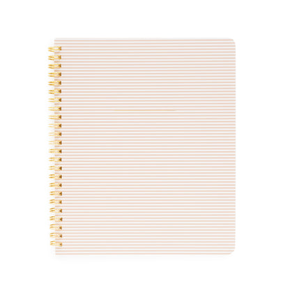 Blush rose stripe spiral notebook with gold coil