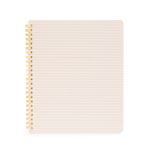 Blush rose stripe spiral notebook with gold coil