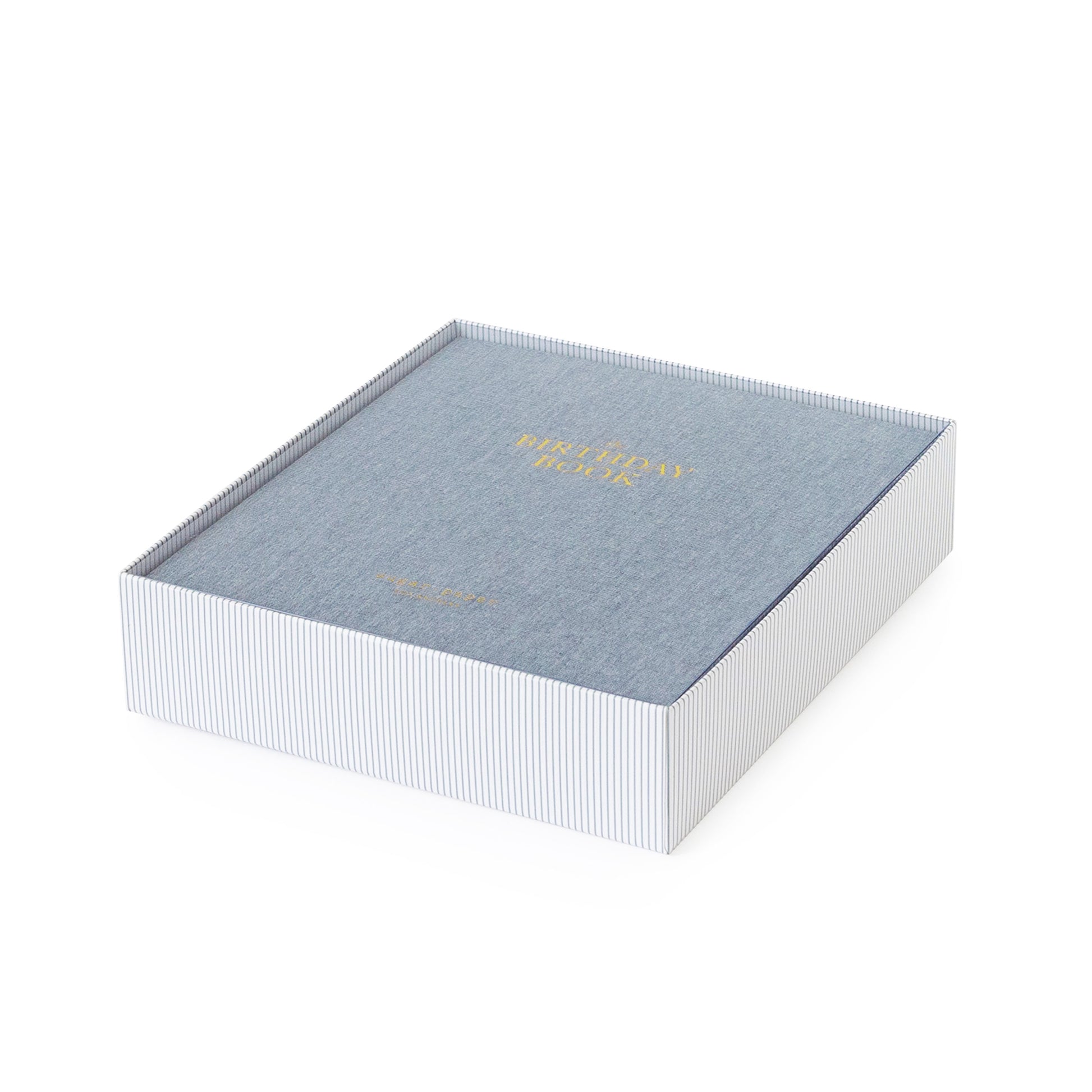 Chambray blue birthday book in box