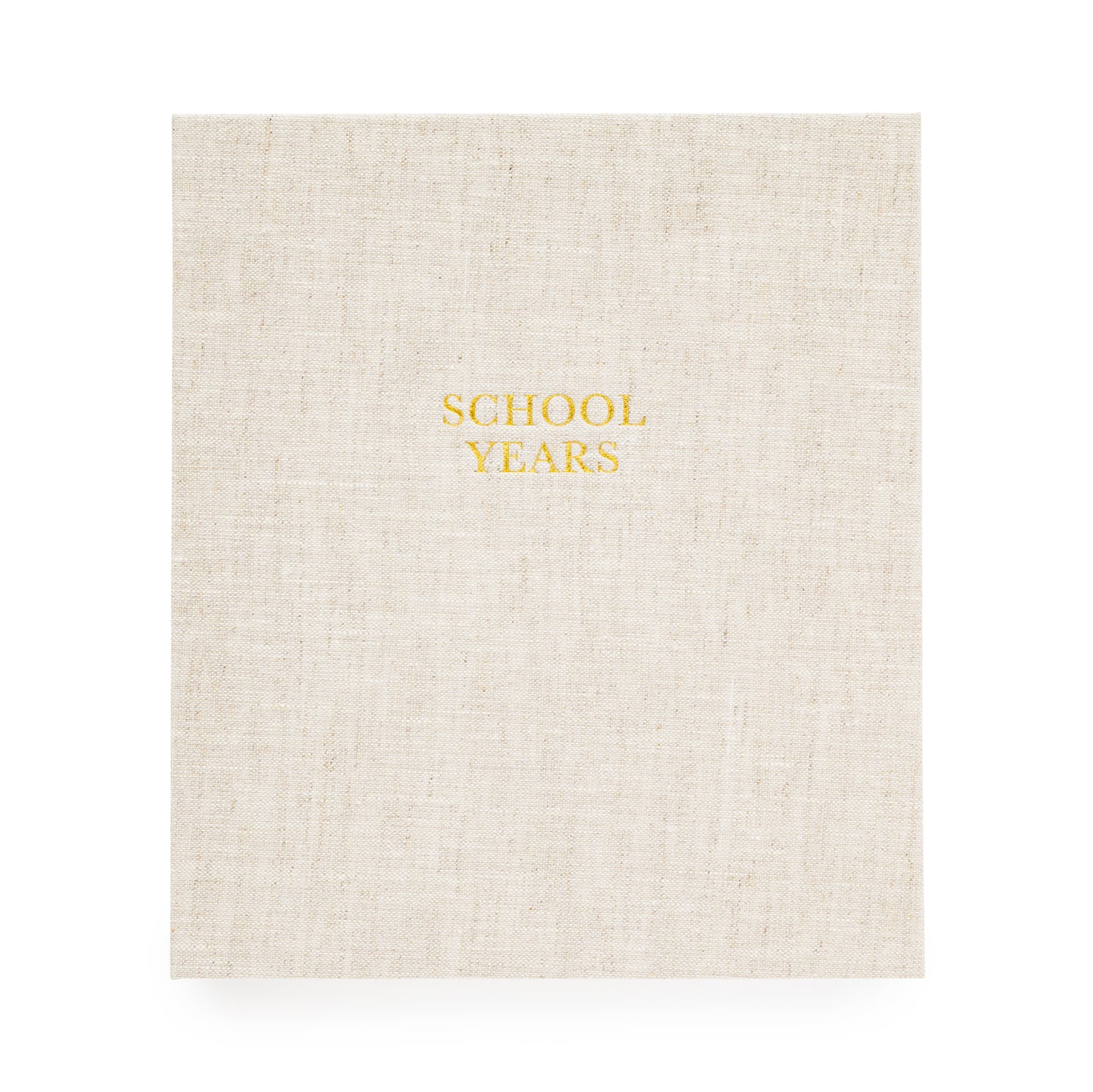 Flax Linen book over with school years stamped in gold foil