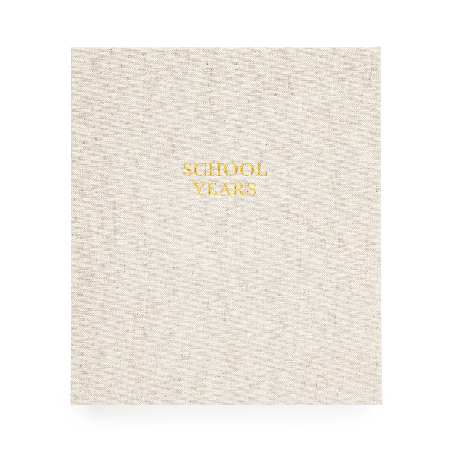 Flax Linen book over with school years stamped in gold foil}