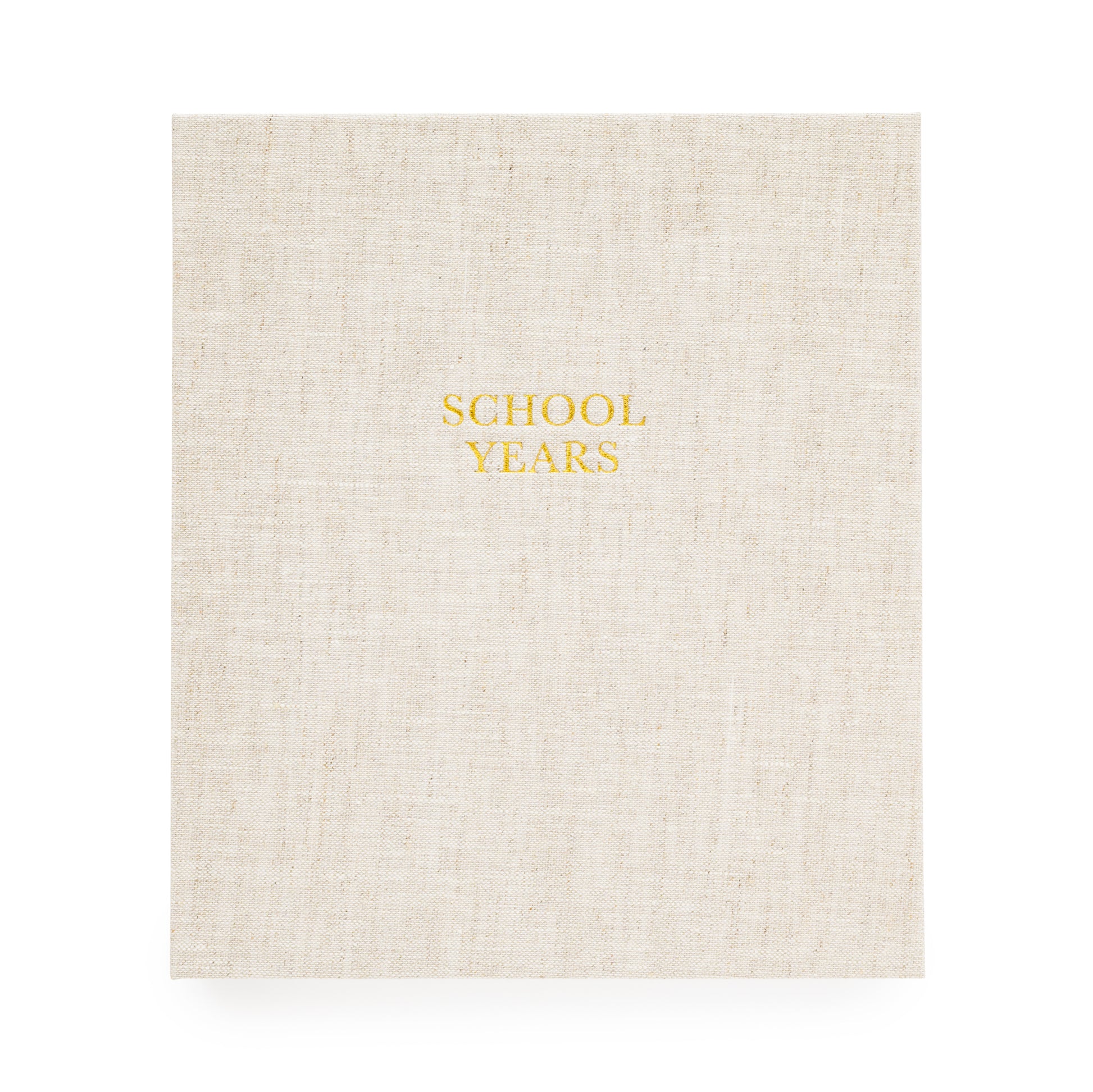 Flax Linen book over with school years stamped in gold foil