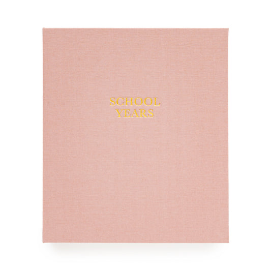 Rose Linen Book foil stamped with school years in gold foil