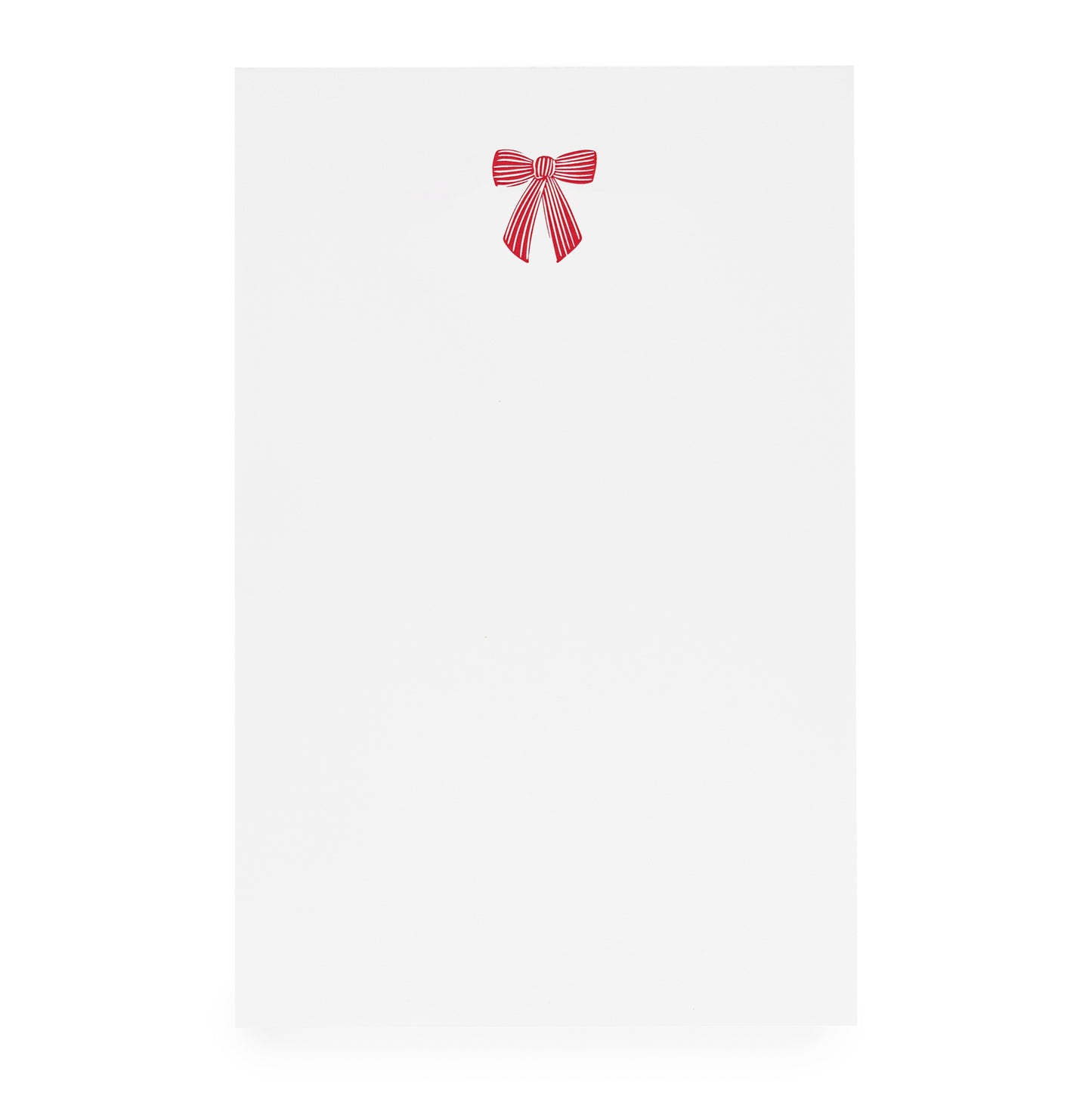 White notepad with red ribbon bow