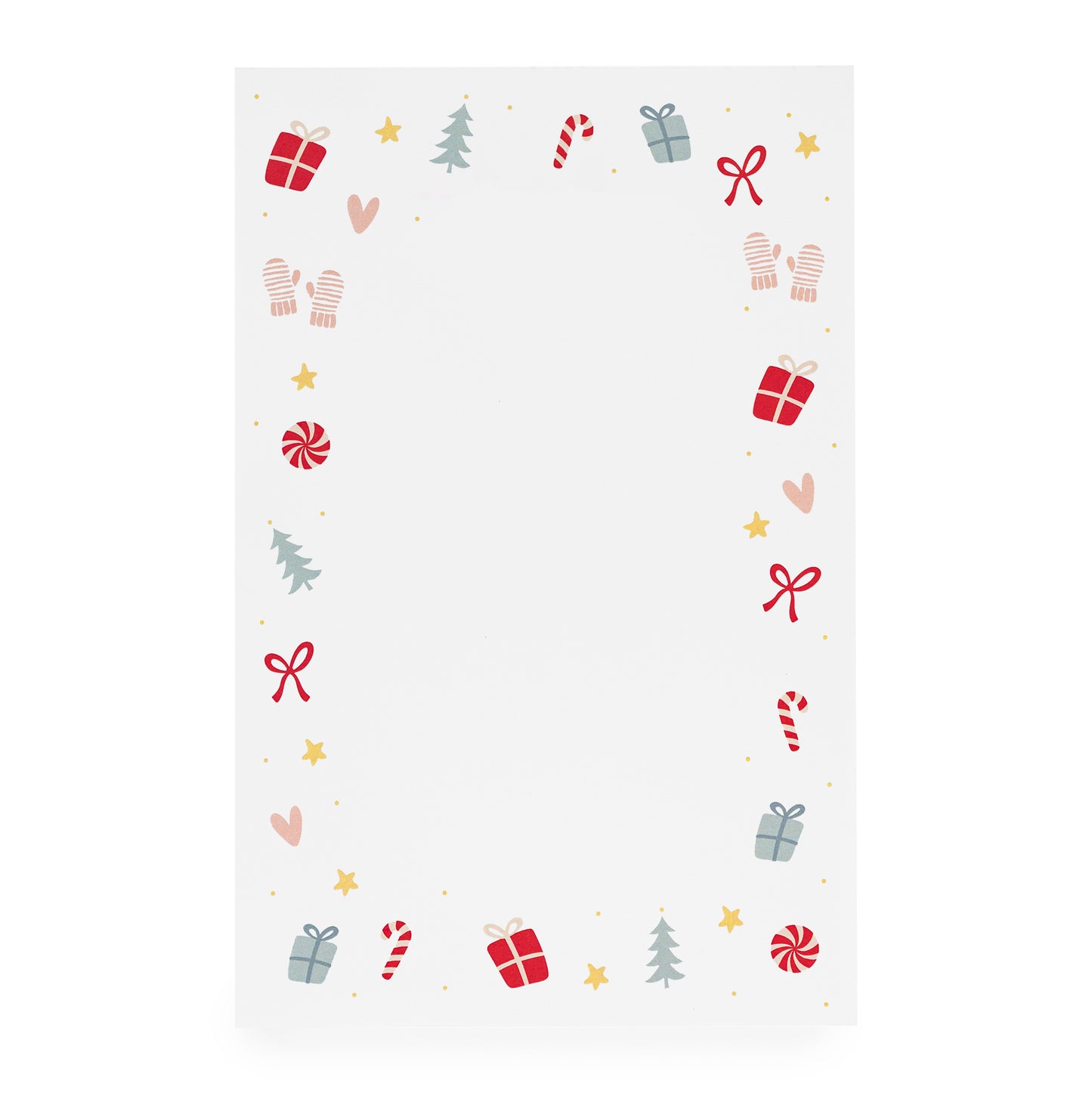 White notepad with multicolor holiday icon  border