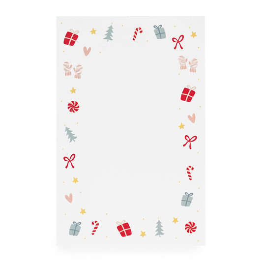 White notepad with multicolor holiday icon  border