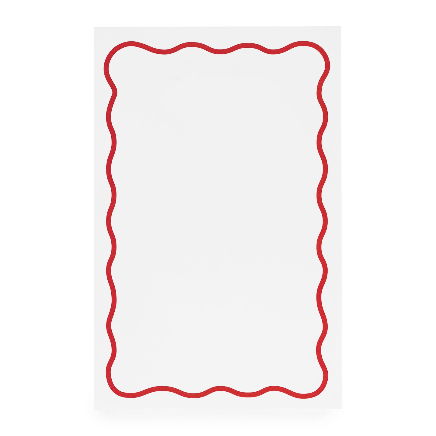 Red scalloped border on white notepad