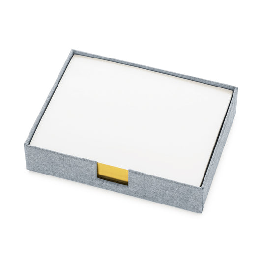 Chambray desk jotter with gold foil white notecards