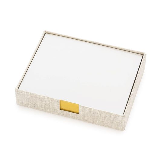 Flax desk jotter with gold foil edged white notecards