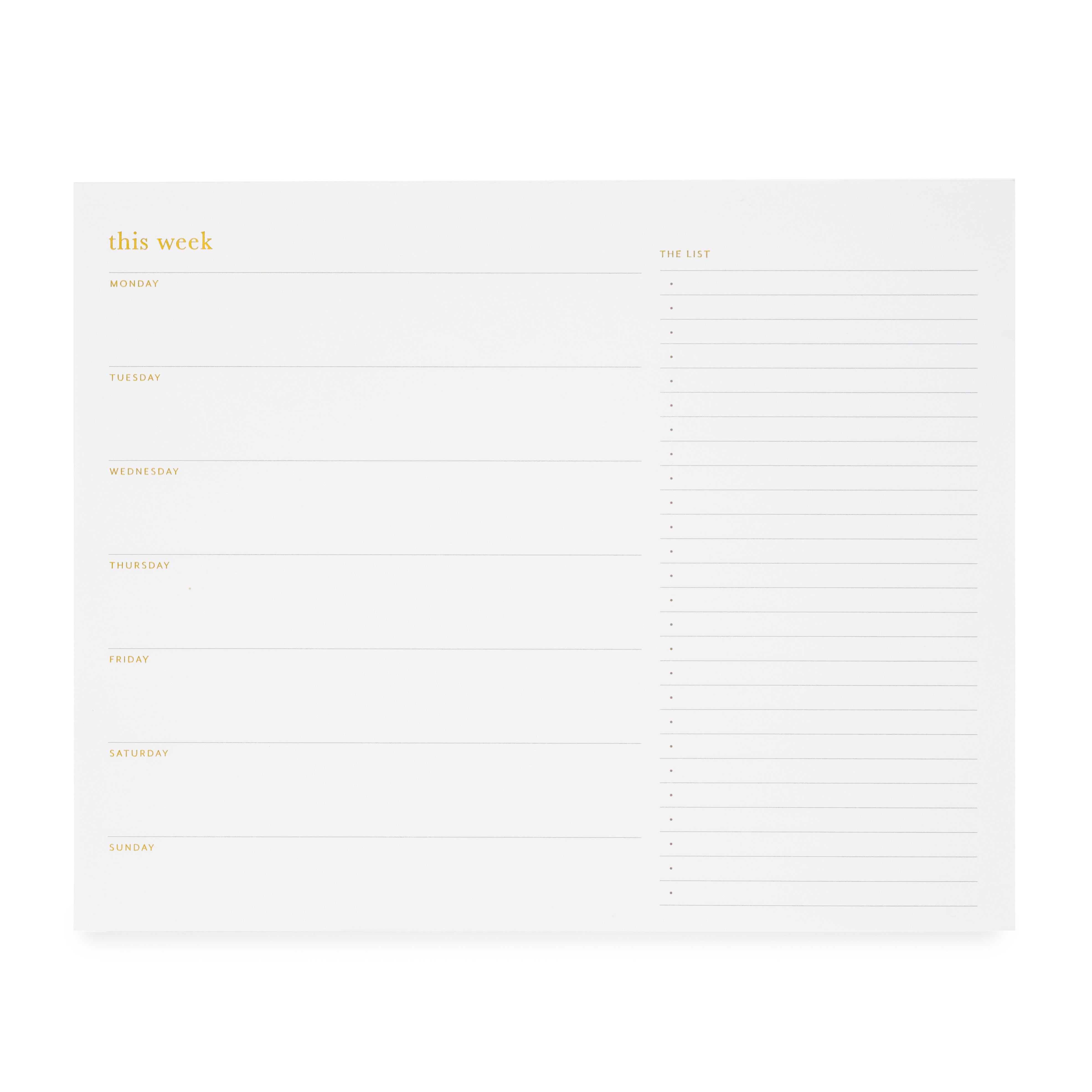 Weekly Planning List Pad, White | Sugar Paper