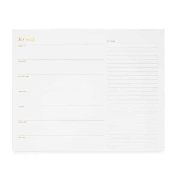 Weekly planning list pad white sugar paper