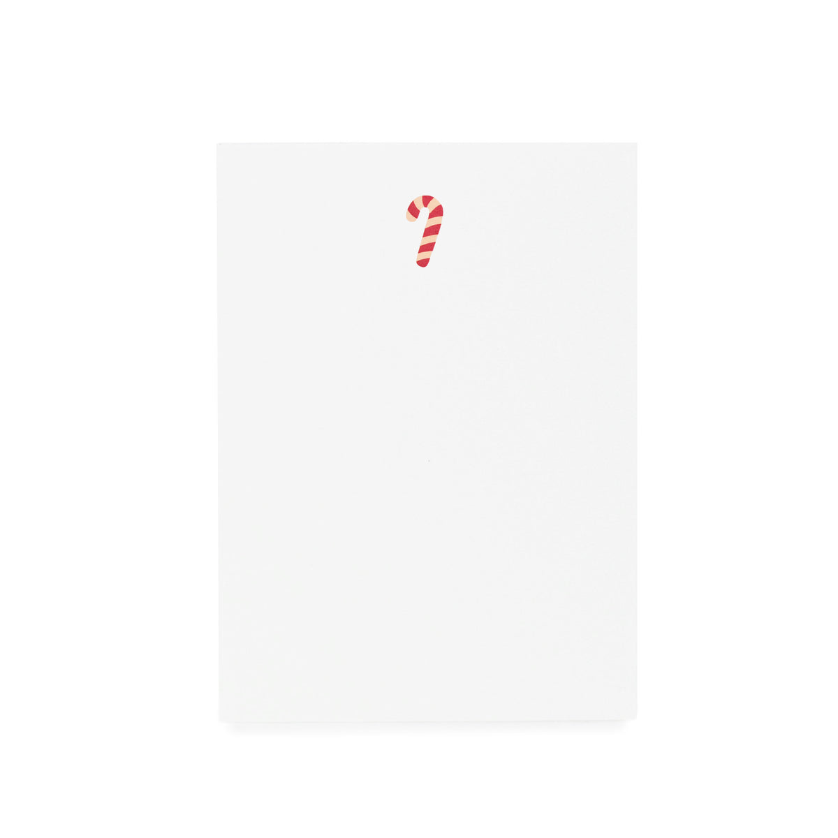 white notepad with red and pink candy cane printed on it