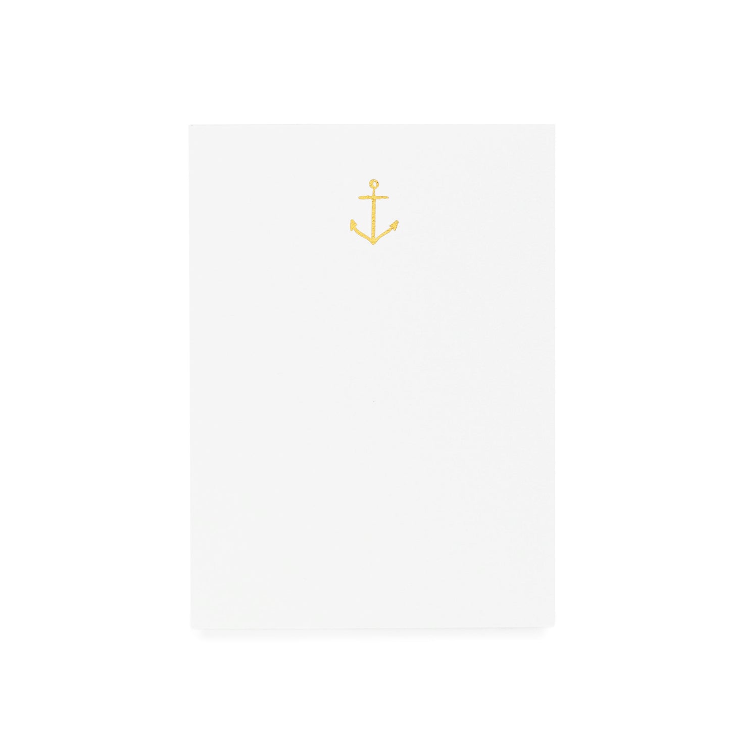 White notepad with gold anchor foil stamped on it