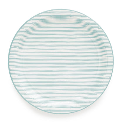 large blue and white striped paper plates