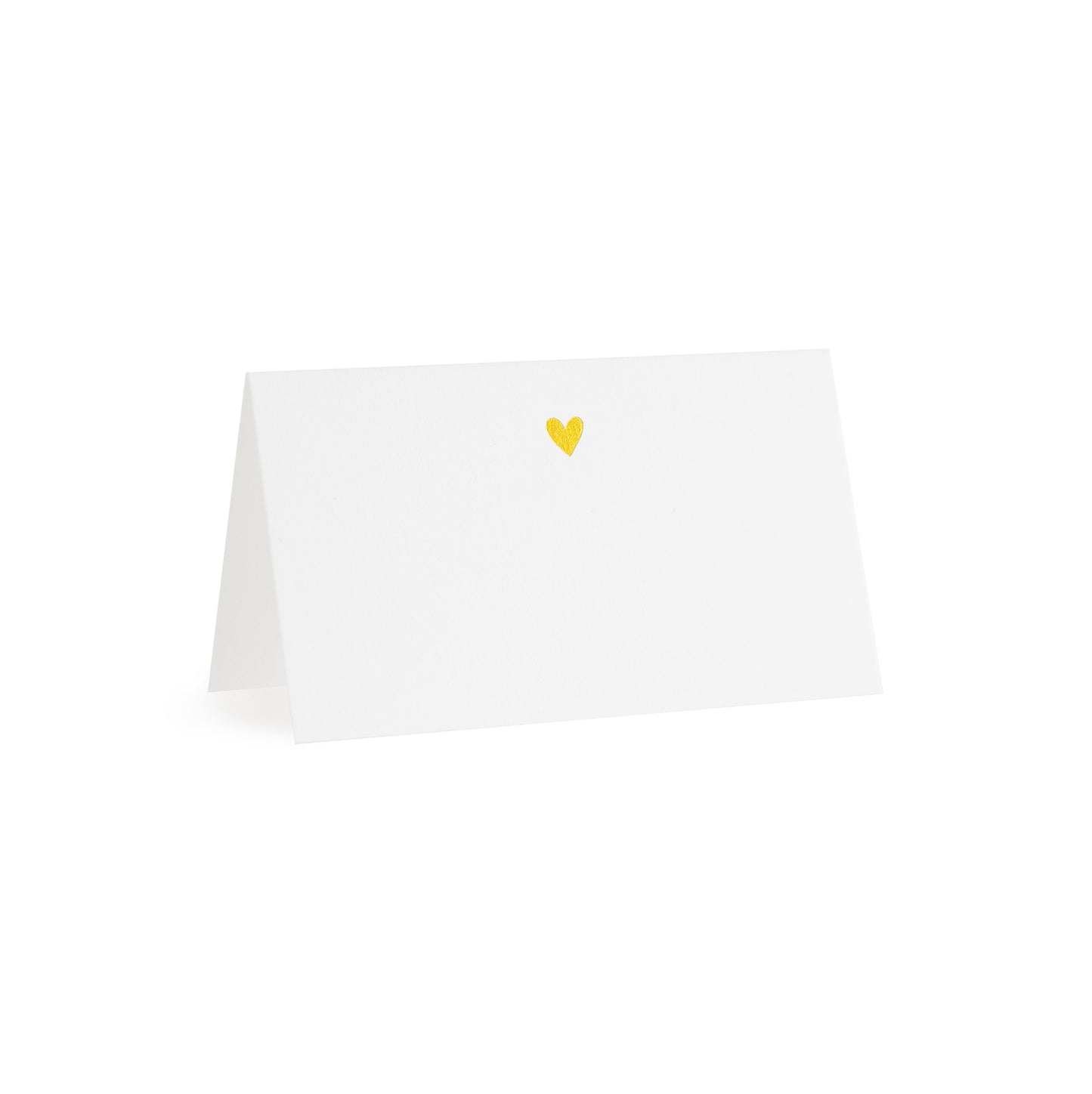 white tented place card with gold heart