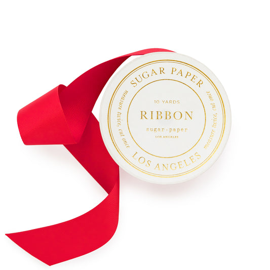 Spool of red grosgrain ribbon