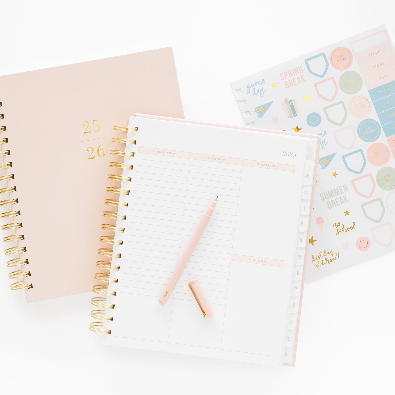 Blush student planner with stickers