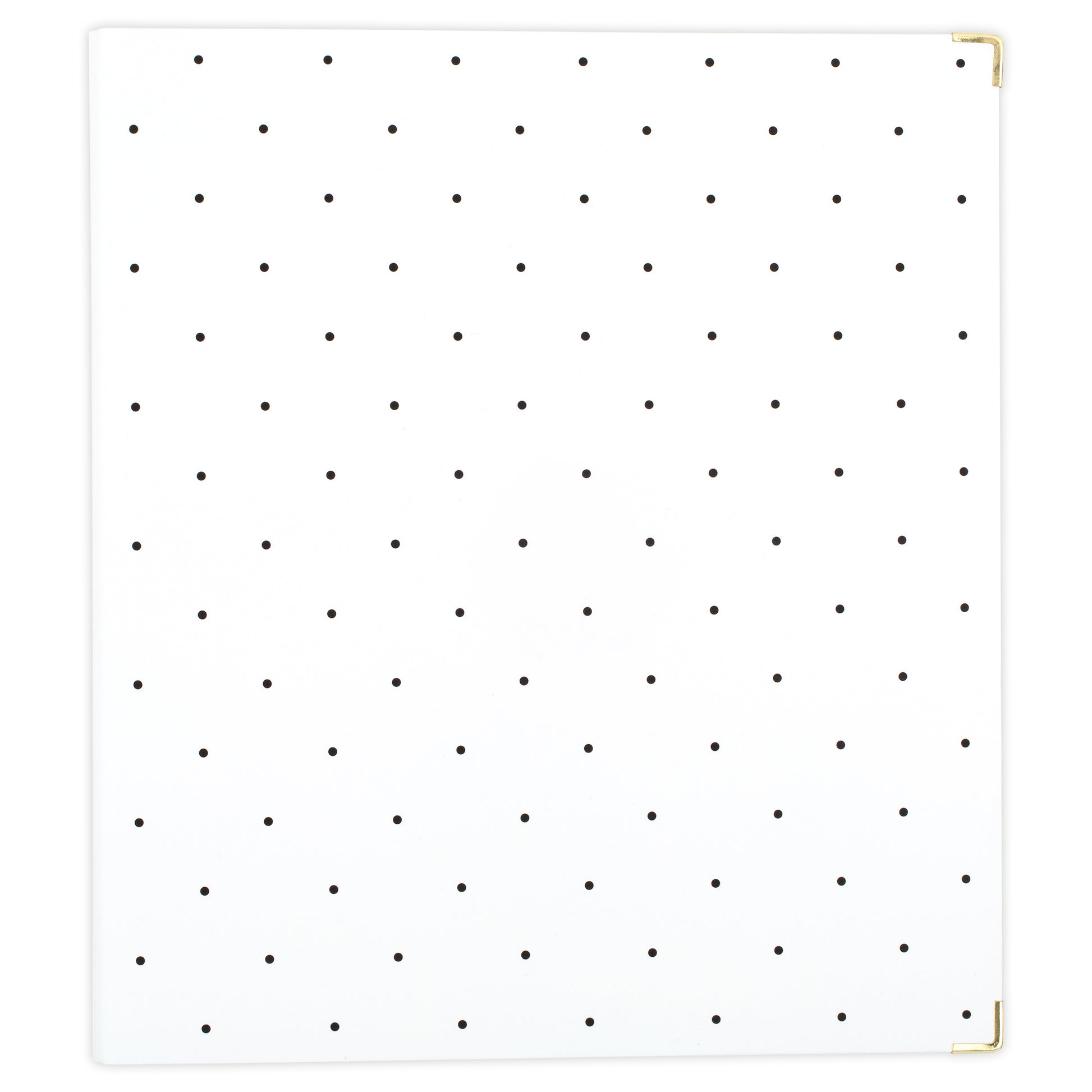 white binder with black dots