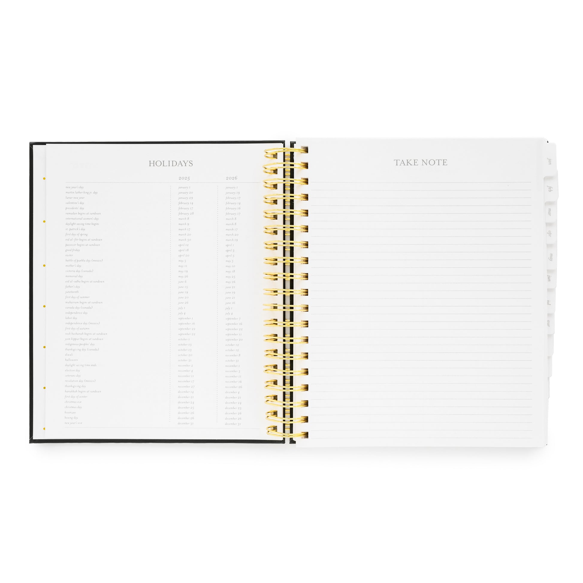 Holidays + Take Note Page of Daily Spiral Planner