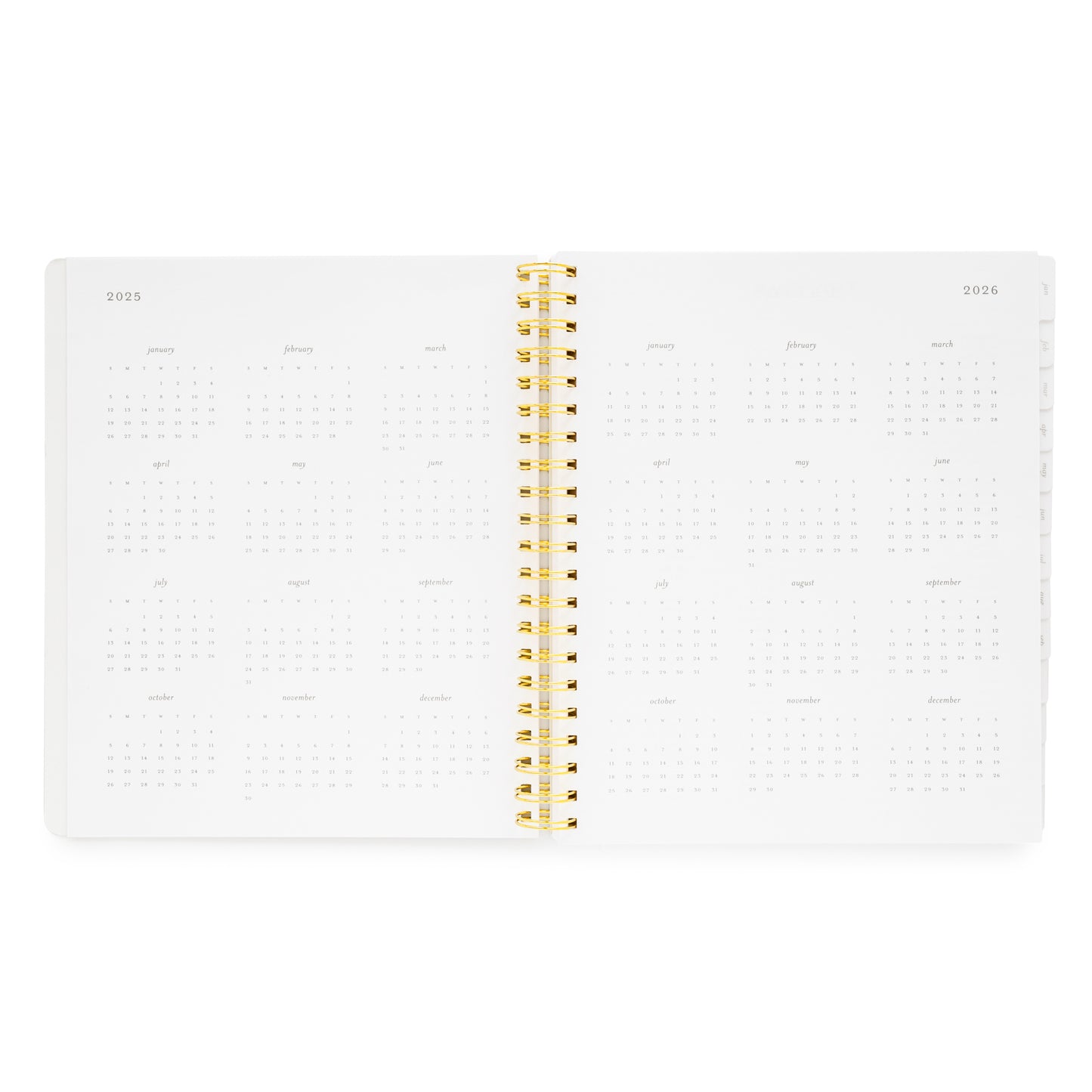 2025+2026 Year Overview of Large Weekly Planner