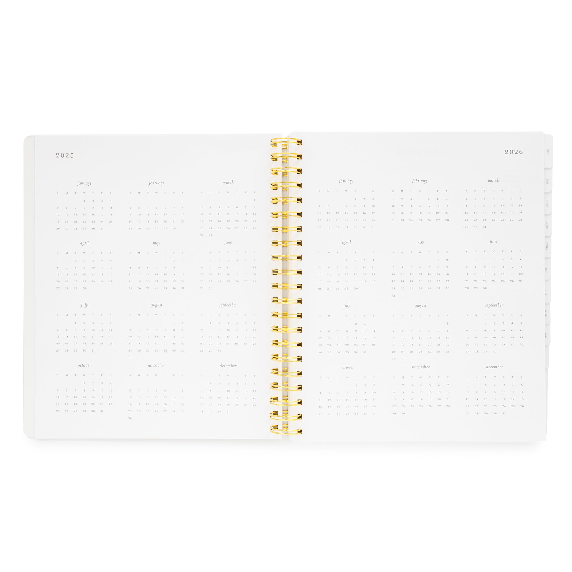 2025+2026 Year Overview of Large Weekly Planner