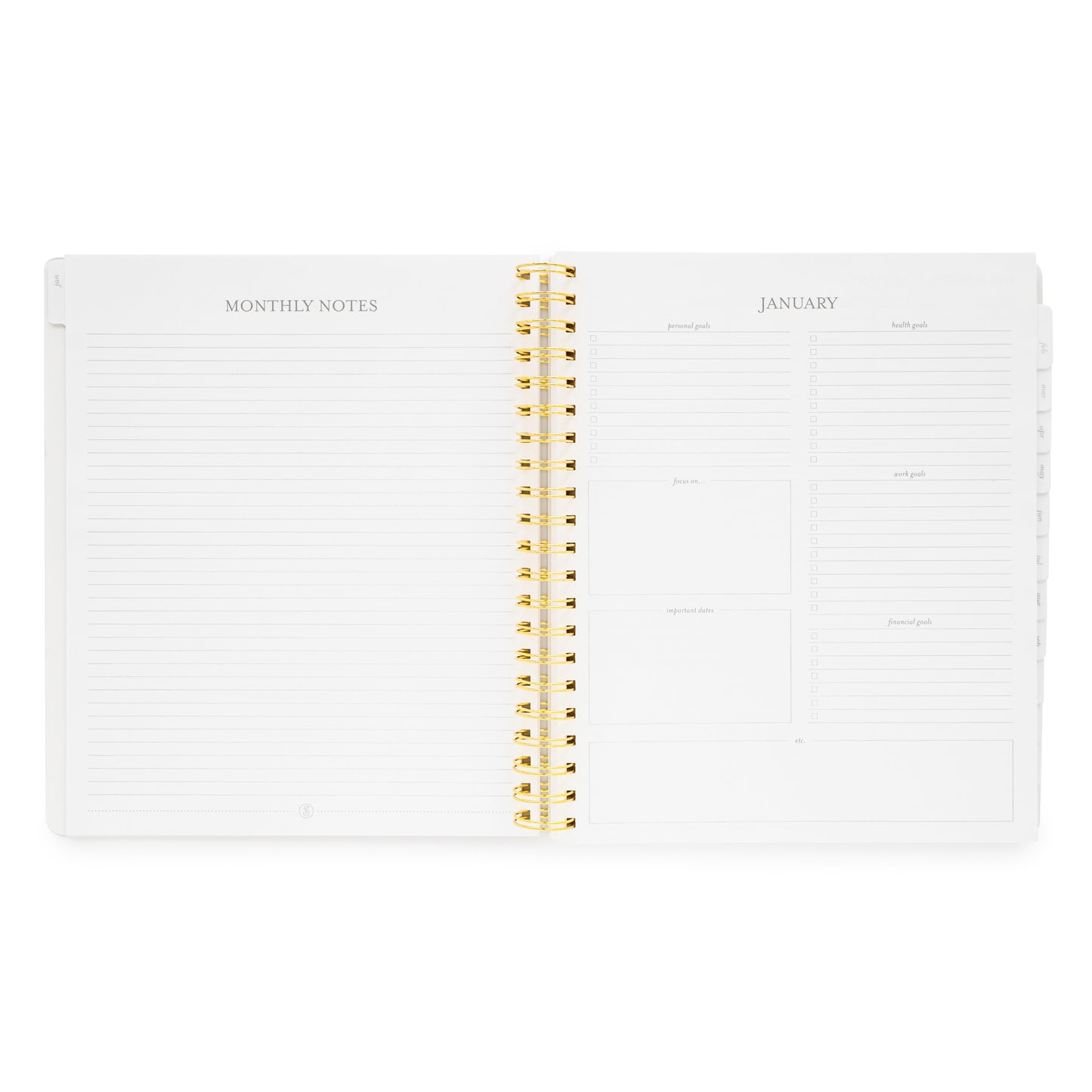 Monthly Notes and Goals of Large Weekly Planner