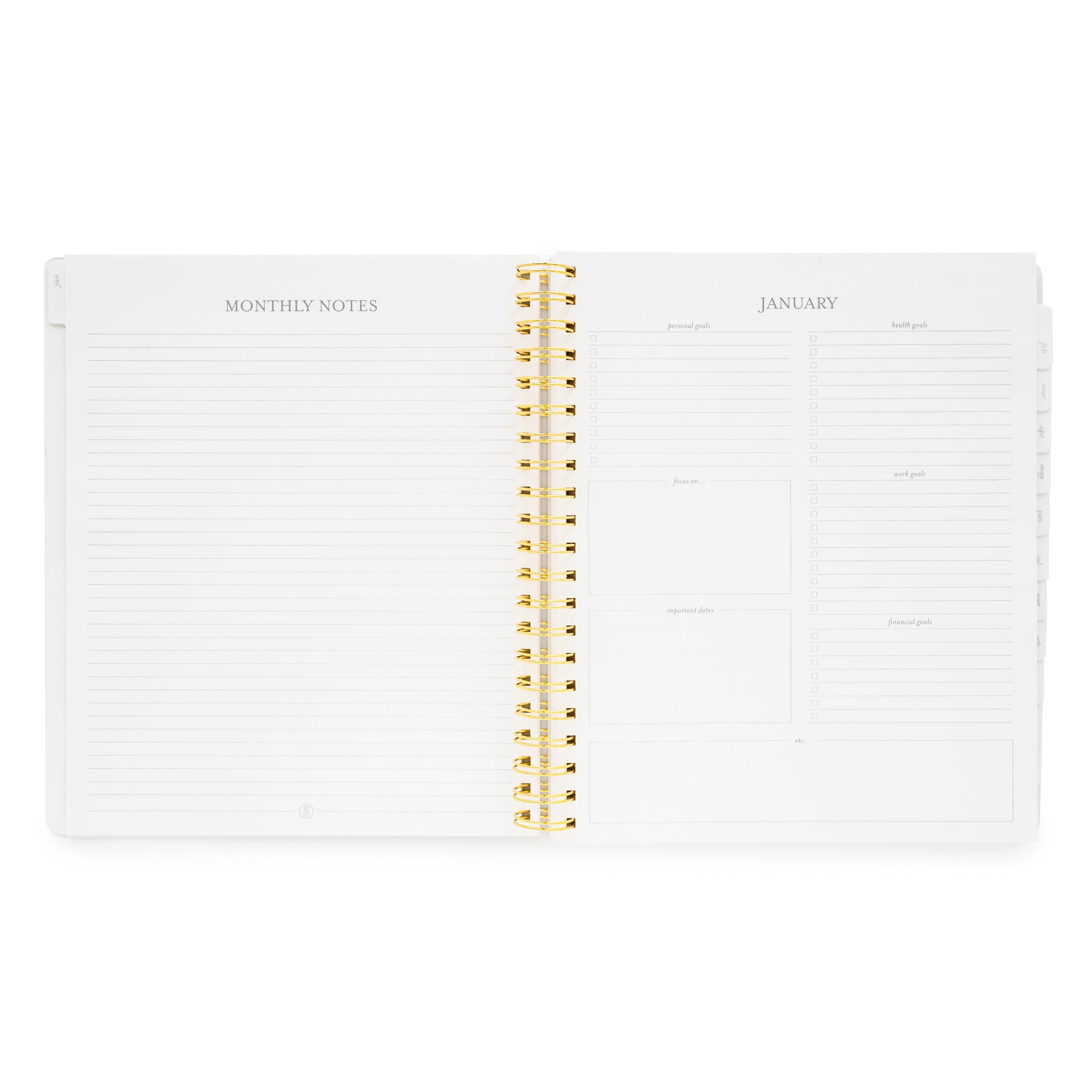 Monthly Notes and Goals of Large Weekly Planner