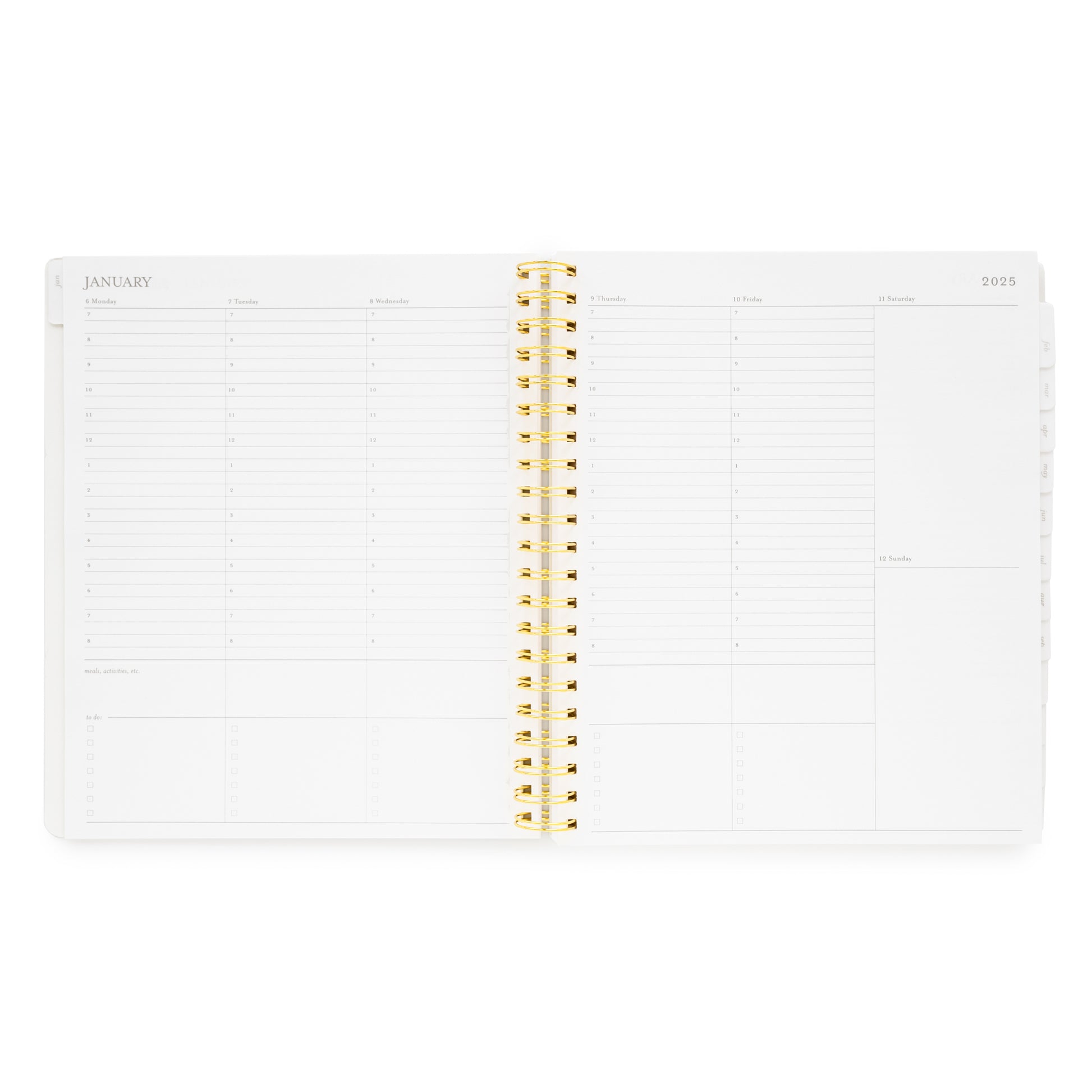 Weekly Layout with Timed Hours of the Day of Large Weekly Planner