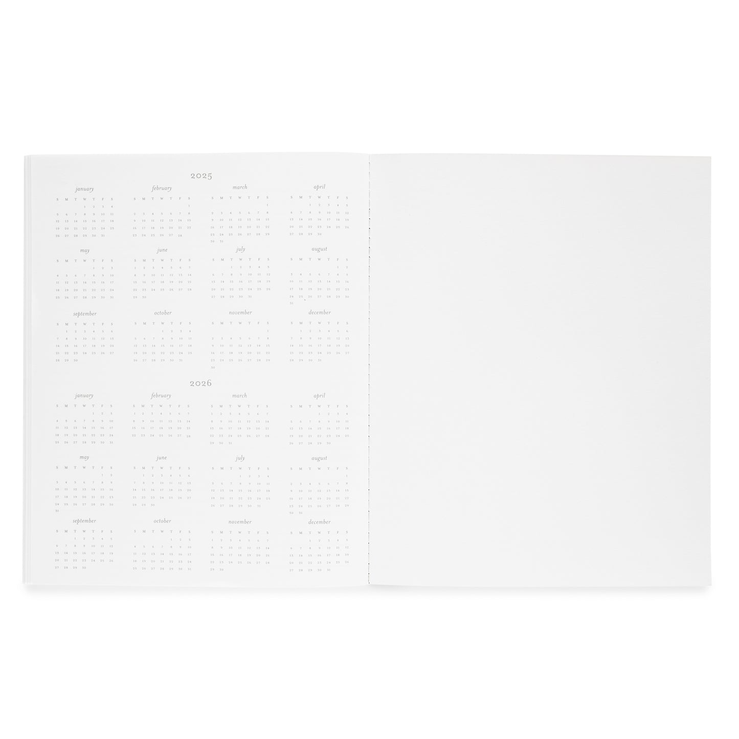 2025 Calendar Overview and Blank Page