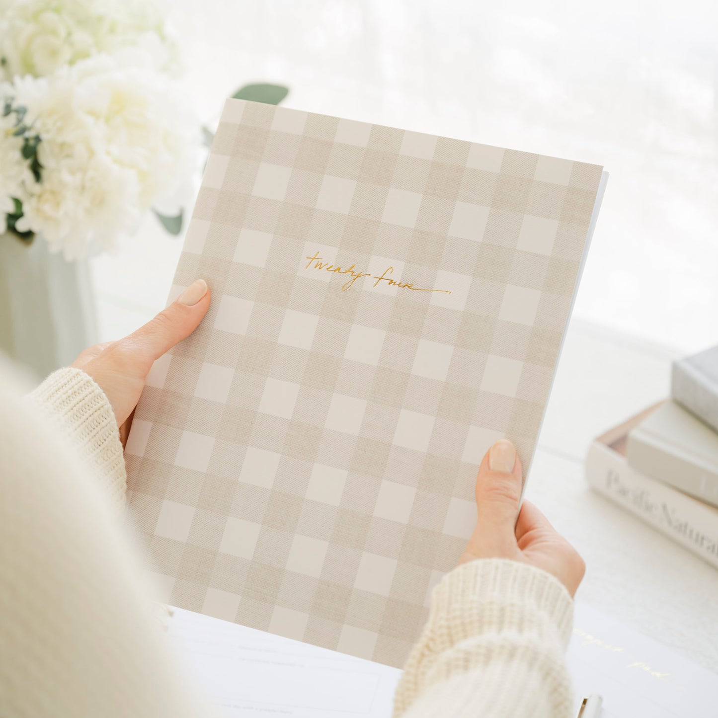 Gingham check monthly planner foil printed with twenty four