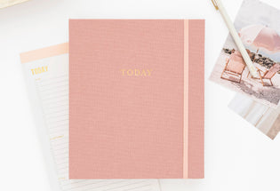 Rose linen mindful journal with gold foil today on cover