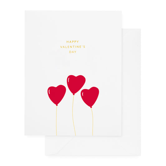 Red heart balloons with gold foil happy valentines day